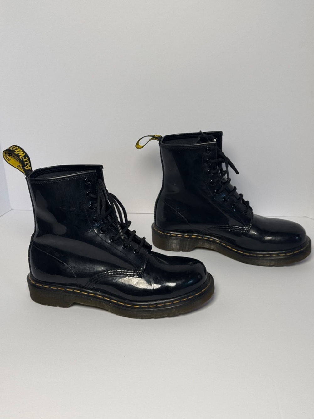 Dr. Martens 1460 Black Patent Leather Lace-Up Combat Boots Punk Goth 39 / 8.5
